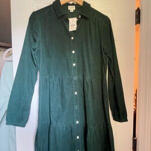 J. Crew Forest Green Long Sleeve Dress